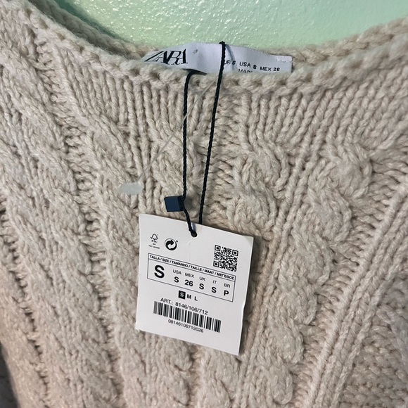 Zara Ivory Pullover Sweater Woven Textures. NWT! S. - Picture 5 of 15